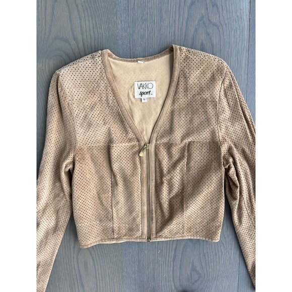 VAKKO Sport suede Leather Vintage Jacket Perforated Leather Size Small - Picture 2 of 8